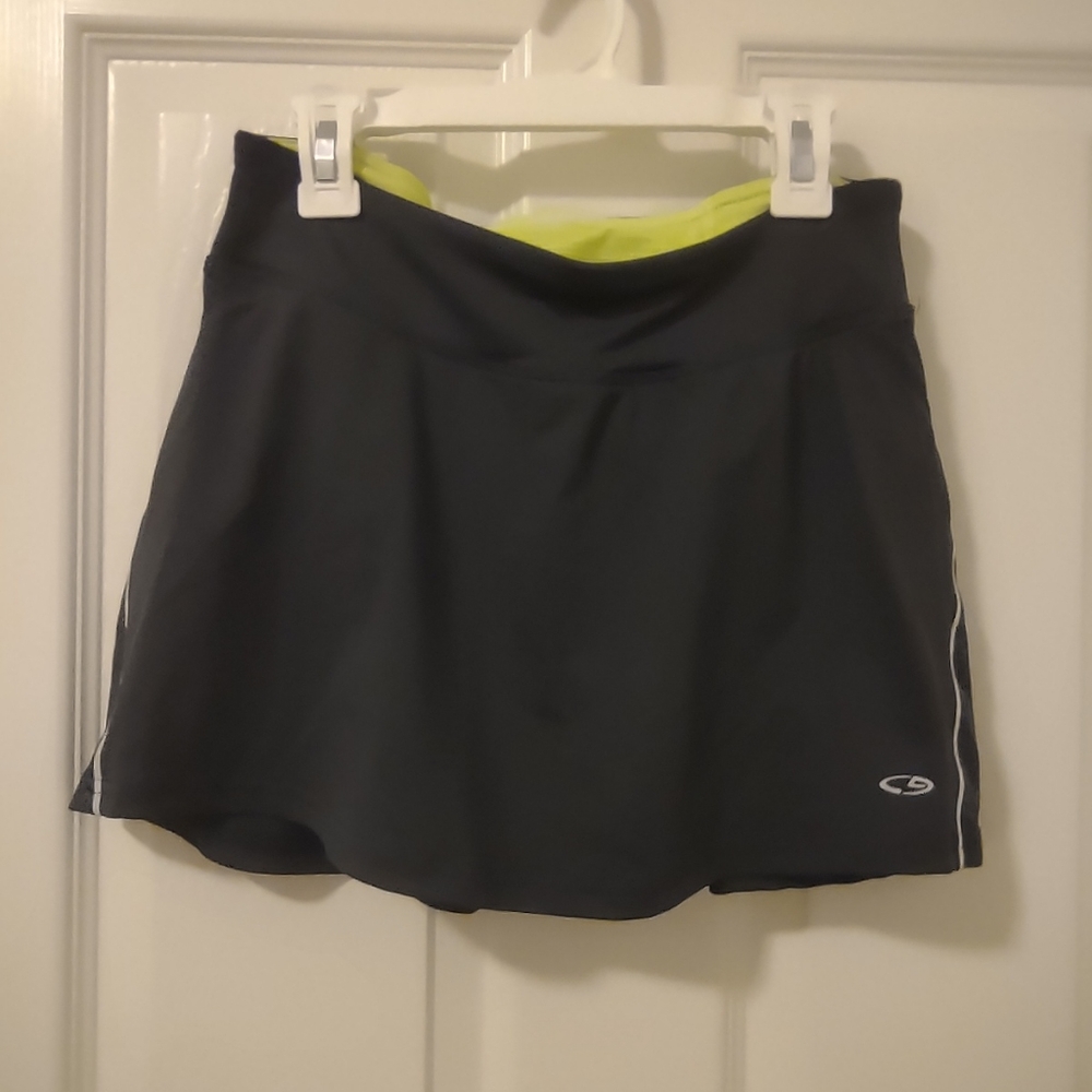 XS - Dark Gray Athletic Skort with Neon Accents